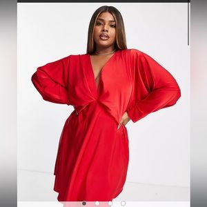 Curve batwing satin minidress